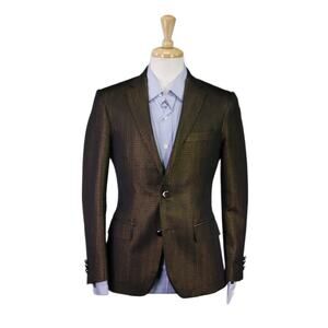 Etro Mens Gold Black Metallic Textured 2-Btn Blazer Jacket 36S